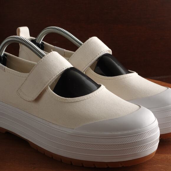 Keds Shoes Womens Size 7 Cream Mary Jane Canvas Platform Sneakers Casual Neutral - Picture 5 of 13